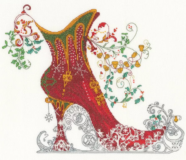 Bothy Threads Kreuzstich-Set „Liebe Yule“ 20x26 Cm – Inkl. Garn, Nadel, Pailletten & Anleitung