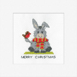 Donkey Christmas Scarf Greetings Card - Heritage Crafts Cross Stitch Kit