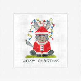 Donkey Santa Greetings Card - Heritage Crafts Cross Stitch Kit