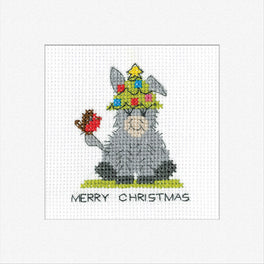 Donkey Tree Hat  Greetings Card - Heritage Crafts Cross Stitch Kit