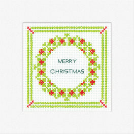 Holly Wreath Greetings Card - Heritage Crafts Cross Stitch Kit