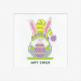 Gonk Easter Egg Bunny - Greetings Card - Heritage Crafts Cross Stitch Kit