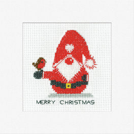 Gonk Father Christmas Greetings Card - Heritage Crafts Cross Stitch Kit