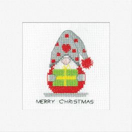 Gonk Christmas Gift Greetings Card - Heritage Crafts Cross Stitch Kit