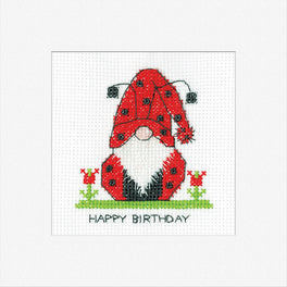 Gonk Birthday Ladybird - Greetings Card - Heritage Crafts Cross Stitch Kit