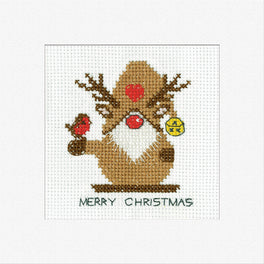 Gonk Rudolph Greetings Card - Heritage Crafts Cross Stitch Kit