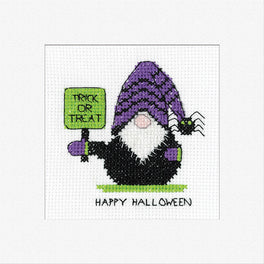 Trick or Treat Greetings Card - Heritage Crafts Cross Stitch Kit