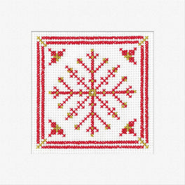 Filigree Snowflake Red Greetings Card - Heritage Crafts Cross Stitch Kit
