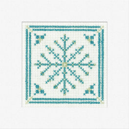 Filigree Christmas Snowflake Teal Greetings Card - Heritage Crafts Cross Stitch Kit