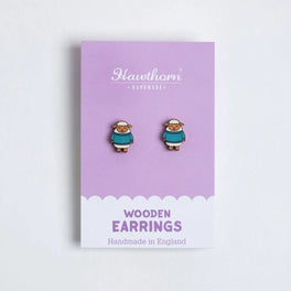 Hawthorn Handmade - Woolly Sheep Wooden Earrings