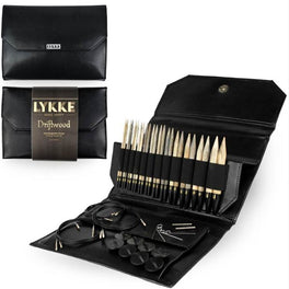 Interchangeable 5" Circular Lykke Driftwood Knitting Needle Set - Black Faux