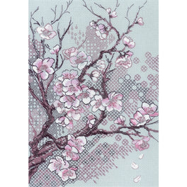 Plum Blossom  - Riolis Blackwork Cross Stitch Kit