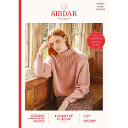 Funnel Neck Rib Detail Sweater in Sirdar Country Classic Worsted - Digital Verson 10169