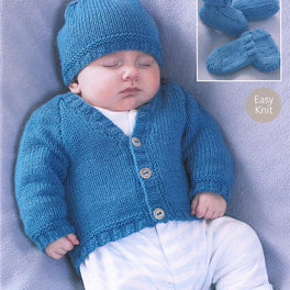 Cardigan, Hat, Bootees & Mittens in Sirdar Snuggly Dk