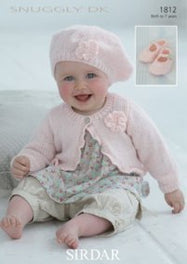 Baby / Childrens Cardigan, Beret & Shoes in Snuggly DK