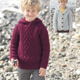Boys Sweater and Cardigan with Hoods in Sirdar Supersoft Aran - Digital Version
