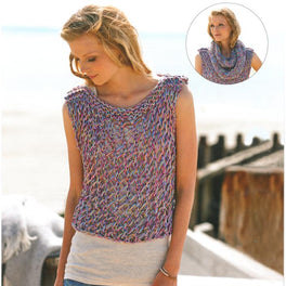Ladies Lacy Top knitted in Rico Essentials Cotton DK (301)