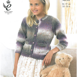 Girls Cardigan and Sweater in King Cole Country Tweed Dk