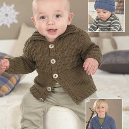 Babies Cardigans and T-Bag Hat in Sirdar Snuggly Baby Bamboo Dk - Digital Version