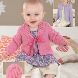 Girls Cardigans and Bonnet knitted in Sirdar Snuggly Baby Bamboo Dk - Digital Version