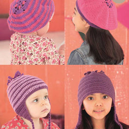 Girls Berets and Helmets crocheted in Sirdar Snuggly 4ply - Digital Version