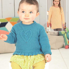 Baby Girls and Girls Sweater and Dress in Sirdar Snuggly Dk - Digital Version
