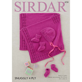 Blanket Bonnet & Bootees in Sirdar Snuggly 4ply 4739 - Digital Version
