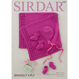 Blanket Bonnet & Bootees in Sirdar Snuggly 4ply 4739