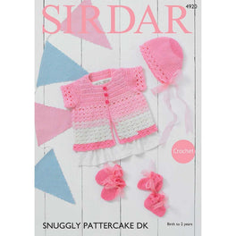 Cardigan, Bonnet, Mittens & Bootees in Sirdar Snuggly Pattercake DK - Digital Version