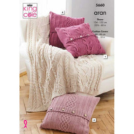 Throw and Cushion Covers in King Cole Forest Aran - Digital Version 5660