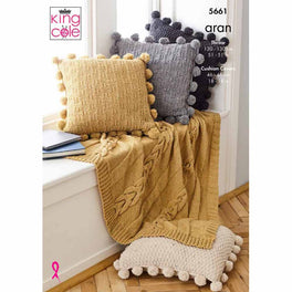 Throw and Cushion Covers in King Cole Forest Aran - Digital Version 5661
