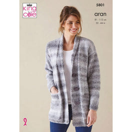Cardigan and Sweater in King Cole Acorn Aran - Digital Version 5801