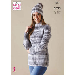 Sweater, Cardigan and Hat in King Cole Acorn Aran