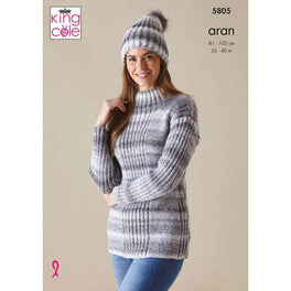 Sweater, Cardigan and Hat in King Cole Acorn Aran - Digital Version 5805