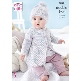 Matinee Coat, Angel Top, Jacket & Hat Knitted in King Cole Little Treasures DK