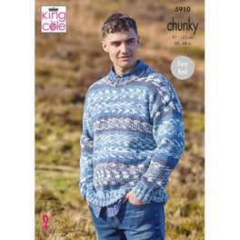 Mens Round and Stand Up Neck Sweaters: Knitted in King Cole Nordic Chunky