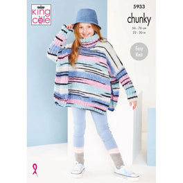 Girls Poncho's Knitted in King Cole Safari Chunky