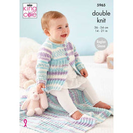 Matinee Coat, Cardigan, Bootees and Blanket in King Cole Cherished Dk