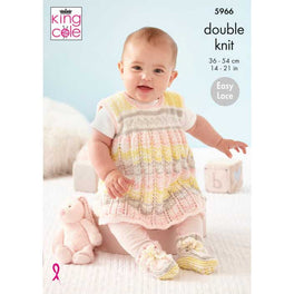 Cardigan Pinafore Dress Hat and Bootees in King Cole Cherish Dk