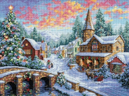 Holiday Village Counted Cross Stitch