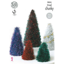 Tinsel Christmas Trees and Baubles in King Cole Tinsel Chunky - Digital Version 9035