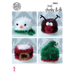 Knitted Christmas Toilet Roll Covers in King Cole Tinsel Chunky