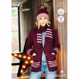 Cardigan, Hat and Scarf in Stylecraft Life Dk