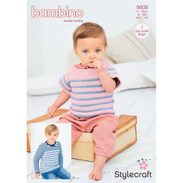 Crochet Striped Top and Sweater in Stylecraft Bambino DK  - Digital Version
