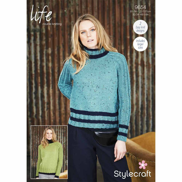 Stylecraft Sweater DK Knitting Pattern 9654 - Printed Pattern