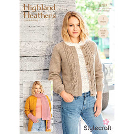 Cardigan, Scarf and Wristwarmers in Stylecraft Highland Heathers Dk 9797 - Digital Version