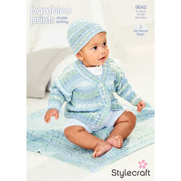 Cardigan, Hat and Blanket in Stylecraft Bambino Prints DK