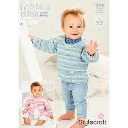 Cardigan and Sweater in Stylecraft Bambino Prints DK - Digital Version 9846