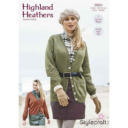 Long Cardigan with Pockets and Short version in Stylecraft Highland Heathers Dk - Digital Version 9864