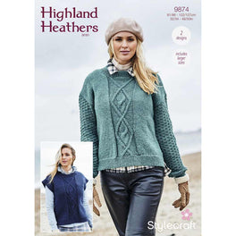 Sweater and Slipover in Stylecraft Highland Heathers Aran - Digital Version 9874